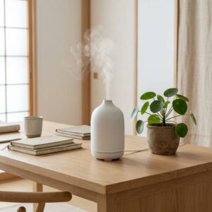 陶器製 超音波式 アロマディフューザー 卓上加湿器 静音設計 コンパクト 癒し空間 リラックス 仕事中`