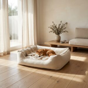 プレミアム リネン混紡 ドッグベッド キャットベッド ペット用ソファ 洗えるカバー 丸洗い 抗菌防臭