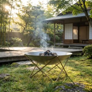 ミニマリスト 焚き火台 折りたたみ式 ステンレス×真鍮フレーム キャンプファイヤー BBQ 持ち運び便利 ソロキャンプ